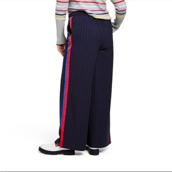 La Ligne for Target Side Stripe Wide Leg Trousers Navy/Red - Picture 6 of 7